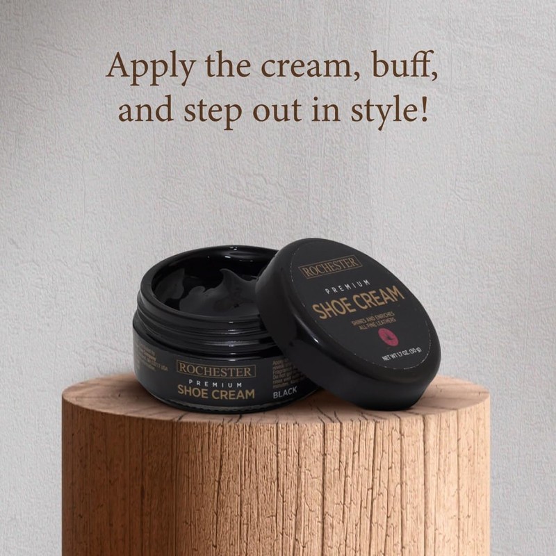 Rochester Premium Shoe Cream Polish, Black, 1.7 oz (50 g)