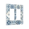 Retro Blue Tile 2 Gang Double Rocker/Decor Light Switch Cover