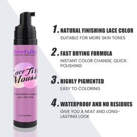 BRIMFULITE Lace Tint Mousse and Highly Pigmented Spray for Wigs - No Residue, Natural Finishing for Lace Wigs, Toupees, Hairpieces (Light Brown, 3.4 Fl oz.)