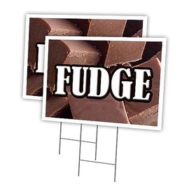 Fudge 2 Pack of 18" x 24" Yard Sign & Stake | Advertise Your Business | Stake Included Image On Both Sides | Made in The USA