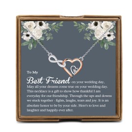 PYOUL Best Friend Gift to Bride, To My Best Friend On Her Wedding Day Necklace, Bride Gift From Maid of Honor, Wedding Gift (Friend On Her Wedding Day N)