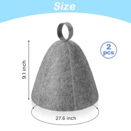 2 PCS Sauna Hat, Natural Felt Sauna Accessories, Steam Bath Hat Room Accessories Felt Heat Dry Headrest, Sauna Hats Made of Wool Felt - Felt Sauna Cap for Men and Women for Steam Room (Grey)