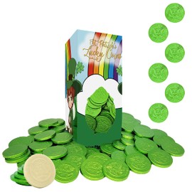 Fruidles St. Patrick's Day White Milk Chocolate Coins, Green Foil Design Chocolate Gelt in Leprechaun Box, Dairy Milk Chocolate, Kosher Dairy (1 Pound)