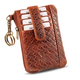 MATADOR K-0111 Key Ring Real Leather with Credit Cards, Caro-brown, Modern