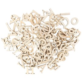 Ideen mit Herz Wooden Letters & Wooden Numbers Set | Upper and Lower Case Letters | A-Z | Numbers 0-9 | 124 Pieces | Approx. 4.5 cm High | Ideal for Crafts, Painting & Decorating