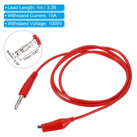 PATIKIL 4mm Banana Plug to Alligator Clip Test Leads Set, Copper Flexible Cable Line Wire for Multi-Meter, Electrical Jumper 1m / 3.3ft, Black Red