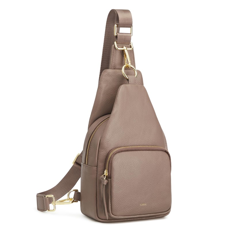 Kattee Small Leather Sling Bag for Women with RFID Blocking,Khaki