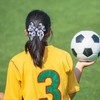 Black White Soccer Hair Bows for Girls, 4" Mesh Tulle
