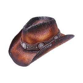 Peter Grimm Ltd Women's Cash Studded Band Straw Cowgirl Hat Brown One Size