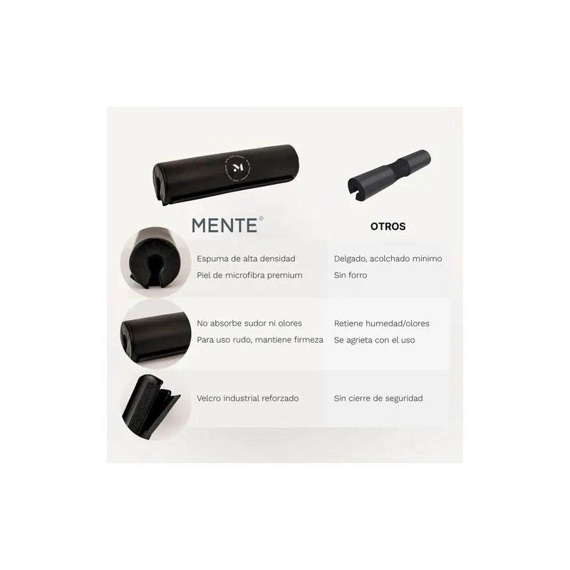 Almohadilla Para Barra Gym Piel Premium Mente Negro