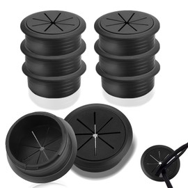 SWTYExt 50 mm Cable Pass 6 Pieces Cable Tidy Desk Black Cable Pass Desk Plastic Table Cable Guide for Desk School Office Home Organised Cable