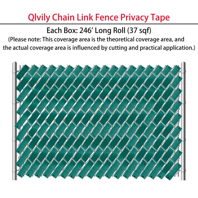 Qlvily Chain Link Fence Privacy Tape, 246ft x 0.15ft Chain