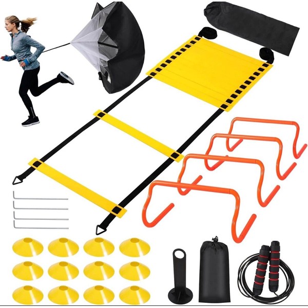 OFYDNR Agility Ladder, Speed Training Equipment Set, 12 Rung 20Ft