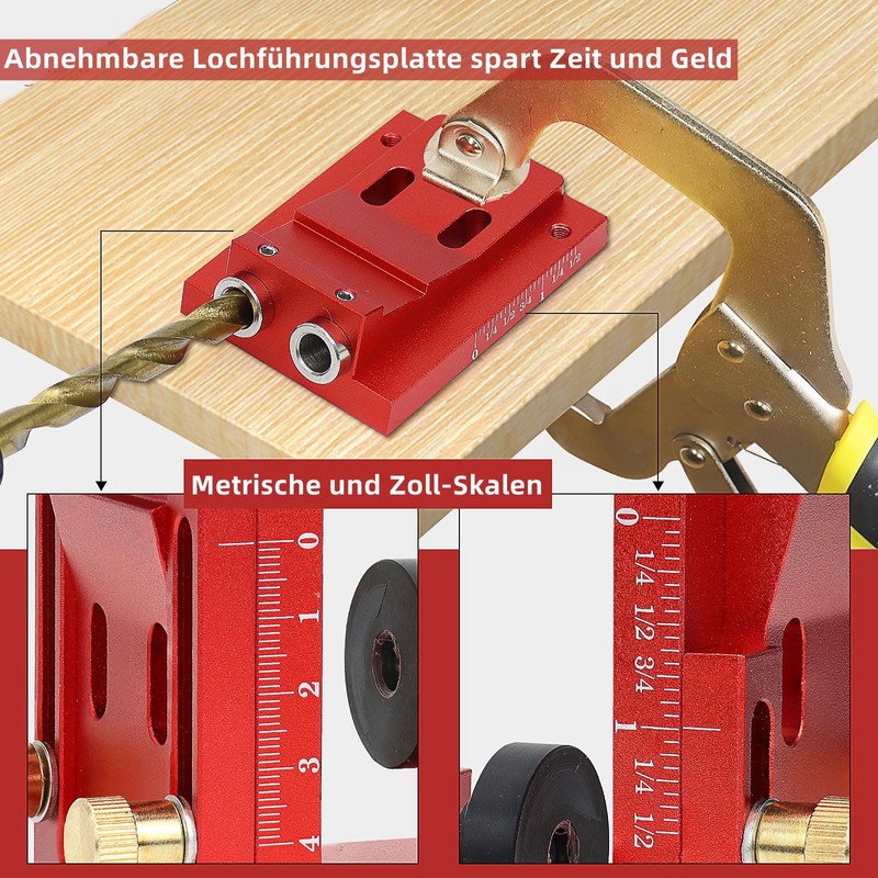 Adjustable Wooden Dowel Pocket Hole Drilling Template, Angle Drilling Aid,