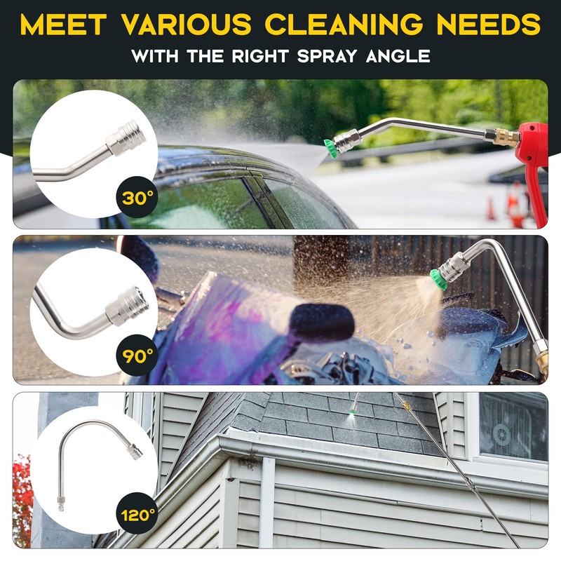 Pressure Washer Extension Wand with Gutter Cleaner Attachment, 30° 90°