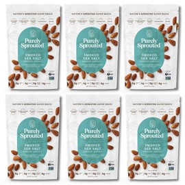 Purely Sprouted Smoked Sea Salt Sprouted Almonds: Vegan, Gluten-Free, and Non-GMO Blend for a Healthy Crunch! (4 oz, 6 pack)