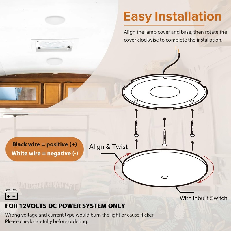 Dream lighting RV Interior LED Lights 12volt Led Dome Ceiling