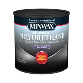 Minwax Water Based, Oil-Modified Polyurethane Protective Wood Finish, Clear Satin, ½ Pint