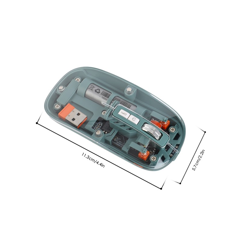 Wireless Mouse Transparent Silent 5 Keys 1600DPI Adjustable Rechargeable 2.4G