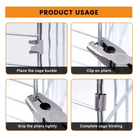 KHEARPSL Wire Cage Clips and Pliers, Hog Ring Pliers Kit Fencing Pliers Pet Dog Rabbit Chicken Cage Bulding Clips Fasteners J-Clips Pliers Metal Cage Building Supplies