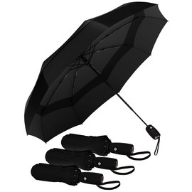 Windproof Travel Umbrella - Compact & Withstands Winds up to 85MPH, Strongest Premium Auto Folding Umbrella for Rain and Sun - Durable, Light & Portable for Women & Men, Fits Backpack & Cars