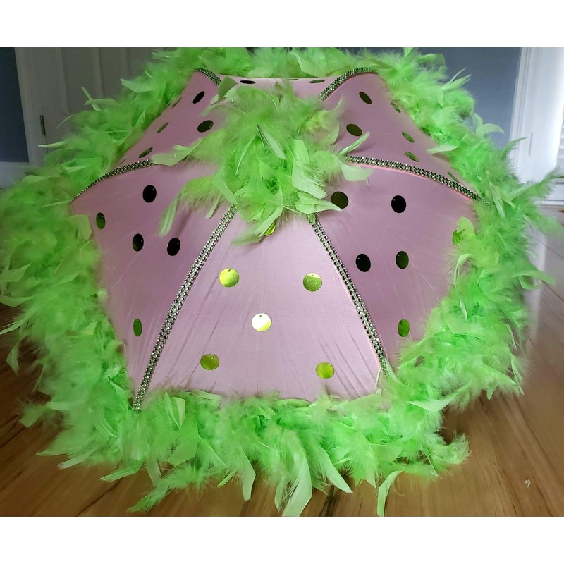 New Orleans Pink and Green Sorority Second Line Umbrella- Dark