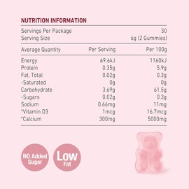 Unichi Calcium Vitamin D3 Gummy, 60 Gummies