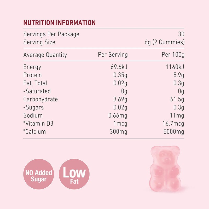 Unichi Calcium Vitamin D3 Gummy, 60 Gummies