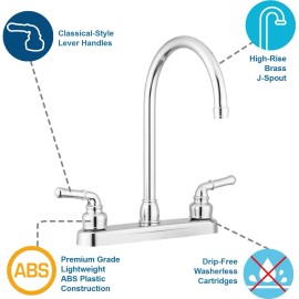 Pacific Bay Lynden Modern High Arc Kitchen Sink Faucet - Metallic Plating Over A
