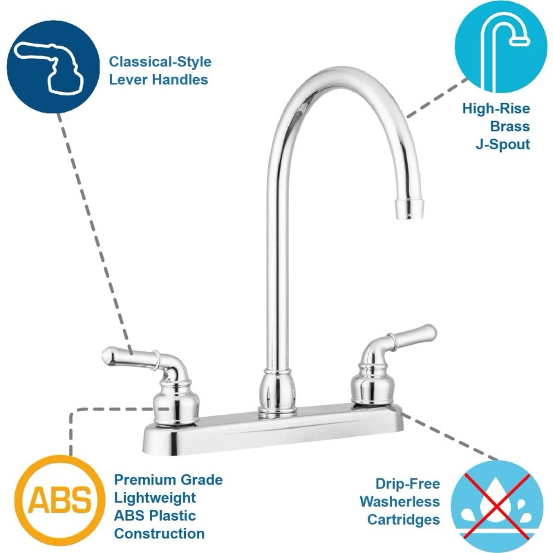 Pacific Bay Lynden Modern High Arc Kitchen Sink Faucet -