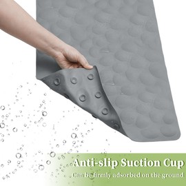 VOCOSTE Nonslip Bathtub Mat, Bathtub Shower Mat, Bath Mat with Suction Cups, Bath Mat for Anti Slip, Rubber Bathtub Mat for Bathroom, 31.50"x15.75", Grey