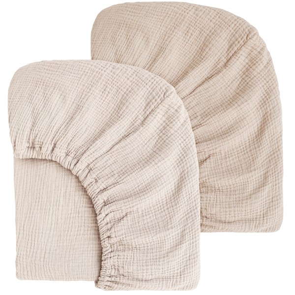 MairMore Muslin Cotton Crib Sheets - Neutral Fitted Sheets for