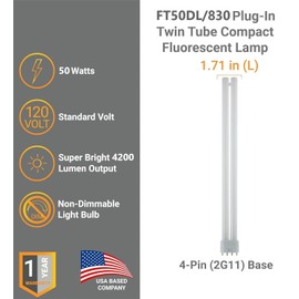 Diodesy- Twin Tube Compact Fluorescent Light Bulb 22.56 Inch FT 4-Pin (2G11) Base 50W 4200 Lumens CFL Long Plug-in Bulb for Home Office and Commercial Use 10,000 Hour Long Life Pack of 10