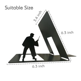 Neisouf Black Metal Bookend Cute Unique Heavy Duty Bookends for Shelves (HARRY)