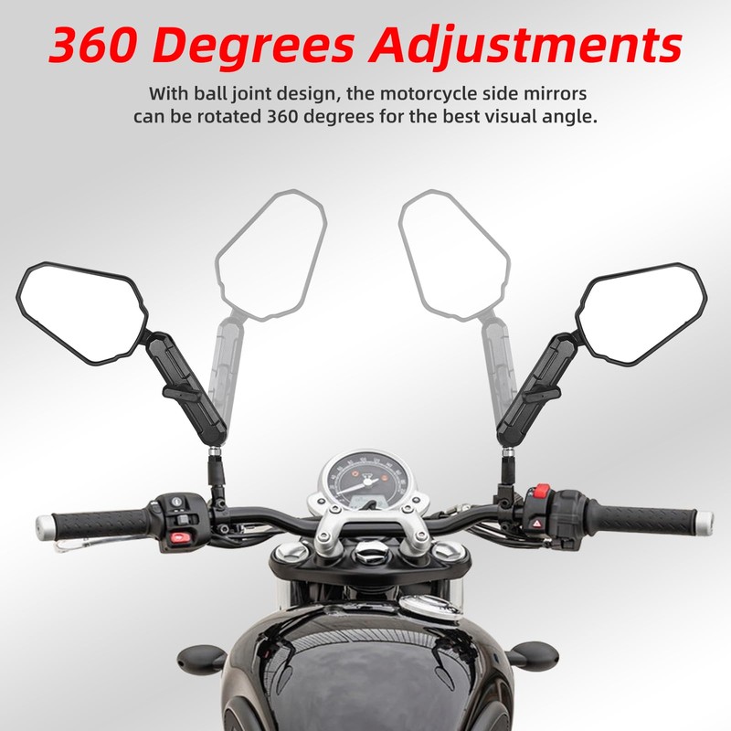 OFIG Adventure Motorcycle Mirrors, Adjustable Motorcycle Side Mirrors with 7/8"