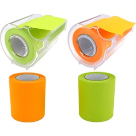 4A Full Adhesive Sticky Notes, Sticky Rolls with Dispenser and 2 Refill Rolls, Neon Green and Orange, 2 x 315 Inches, Colorful Sticky Notes for Notebook, Office, Home