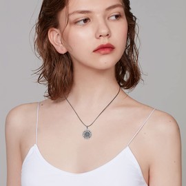 Celtic Knot Necklace 925 Sterling Silver ViKing Necklace/Cross Chain/Viking Pendant/Nordic Mythology Amulet/Lotus Necklace Amulet Jewellery for Men Women, Sterling Silver