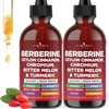 Berberine Liquid Drops with Ceylon Cinnamon, Bitter Melon, Glucomannan & Herbal Blend – Includes Gymnema, Chromium, Turmeric, Panax Ginseng & Moringa – 4 oz