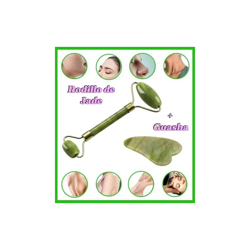 Rodillo de Jade + Guasha Facial Antiedad – Masaje Relajante