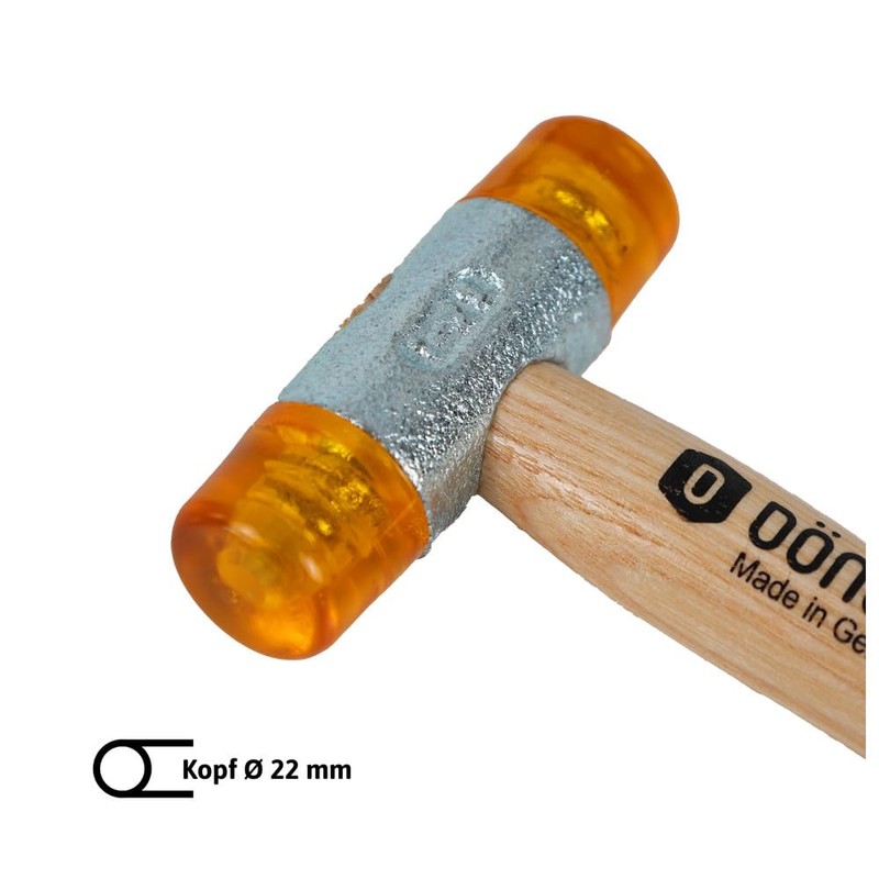 Dönges Non-rebound Soft Hammer with Painted Ash Handle, Diameter 22