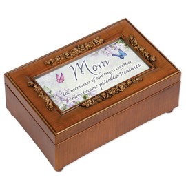 Cottage Garden Mom Times Together Priceless Woodgrain Embossed Rose Petite Music Box Plays Wind Beneath My Wings