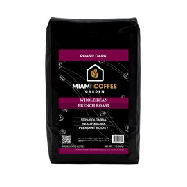 Miami Coffee Garden, French Dark Roast, Whole Coffee Beans, Fresh Roasted Coffee, 100% Arabica Whole Bean Coffee, Espresso Beans, Organic Coffee, 2 Lb