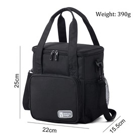 Lunch Bag Women, Insulated Lunch Cooler Bag for Kids/Adult, Collapsible Leakproof Lunch Bag with Adjustable Shoulder Strap, Front Zipper Pocket and Dual Large Mesh Side Pockets for Work School Picnic (Black)