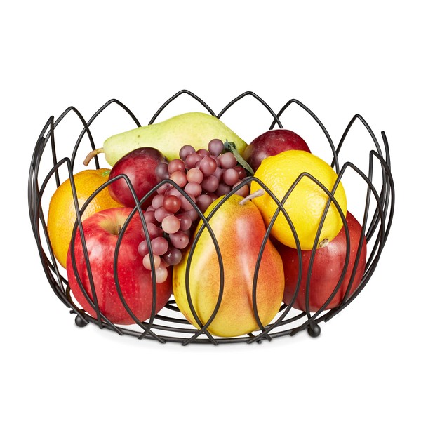 Relaxdays Fruit Basket, Storage & Decoration, Metal Wire Leaf Design,