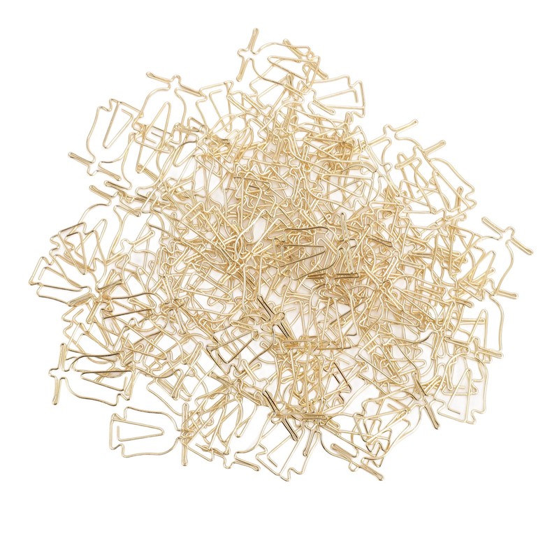 100Pcs Gold Paper Clips Cute Shape Stainless Steel Multifunction Metal