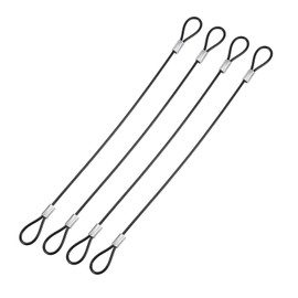 YOKIVE 4 Pcs Safety Cable Locks, Stainless Steel Security Wire Rope with Double Loops | Great for Outdoor, Luggage Locks (Black, 8-Inch)