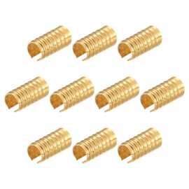 sourcing map 100Pcs Leather Rope Clips, 5.5x11mm Foldable Cylindrical Cord End Crimp for Lanyard, Tassel, DIY Crafts, Gold Tone