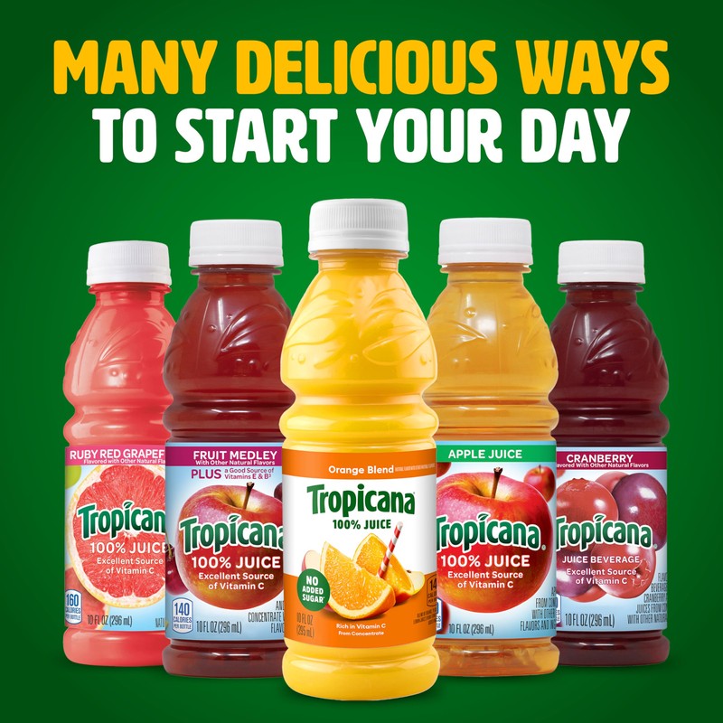 Tropicana 100% Juice 3-flavor Classic Variety Pack,10 Fl Oz (Pack