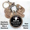 Gymnastics Believe In Yourself, Custom Name Keychain, Backpack Clip or