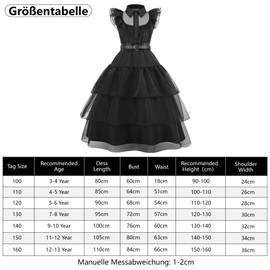 bluaqua Wednesday Costume Wednesday Dress Girls Wendsday Costume Kids with Wig, Bag, Socks for Girls from 4-13 Years (Black+Wig, 150)